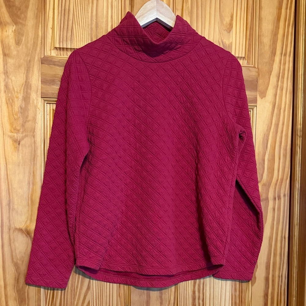 J. Crew Quilted red Mock-neck Sweater